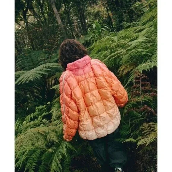 Free People Orange and Pink Puffer Jacket - Picture 3 of 6